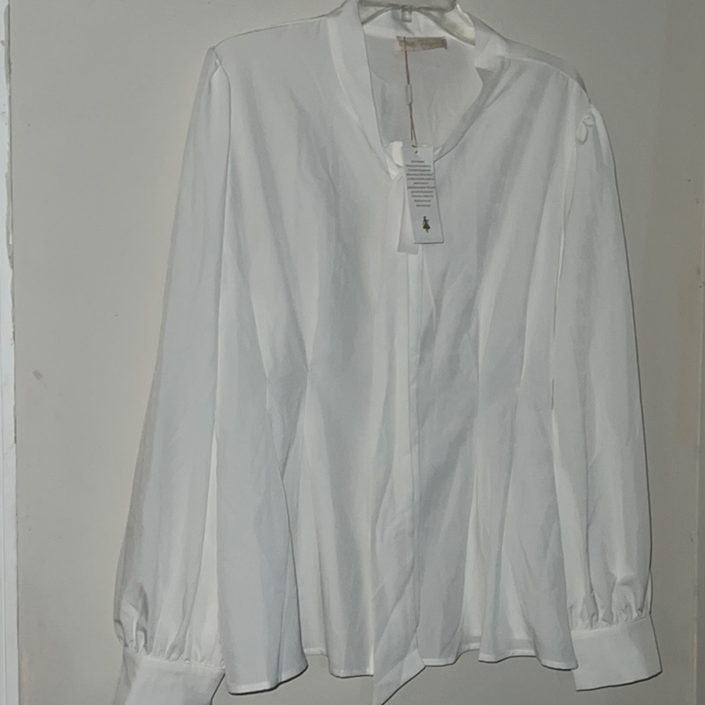 Belle Poque Women's Bow Tie Neck Ruffle Sleeveless Casual Work Solid Blouse 2X